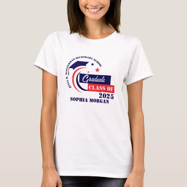T-shirt Diplômée Bleu Rouge Blanc Graduation Tri-Blend Che (Devant)