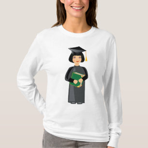 T-shirt Diplômée en Couvre-Chef et Toge Noirs