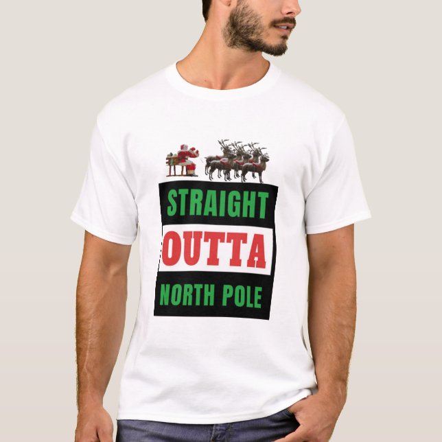 T-shirt Directement À L'Extérieur Du Pôle Nord Père Noël À (Devant)