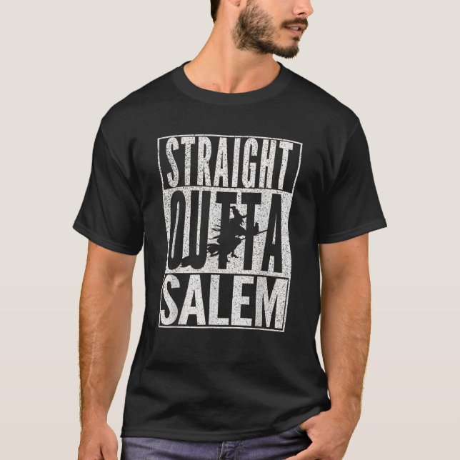 T-shirt DIRECTEMENT DE SALEM Halloween Sorcière Chat Noir  (Devant)