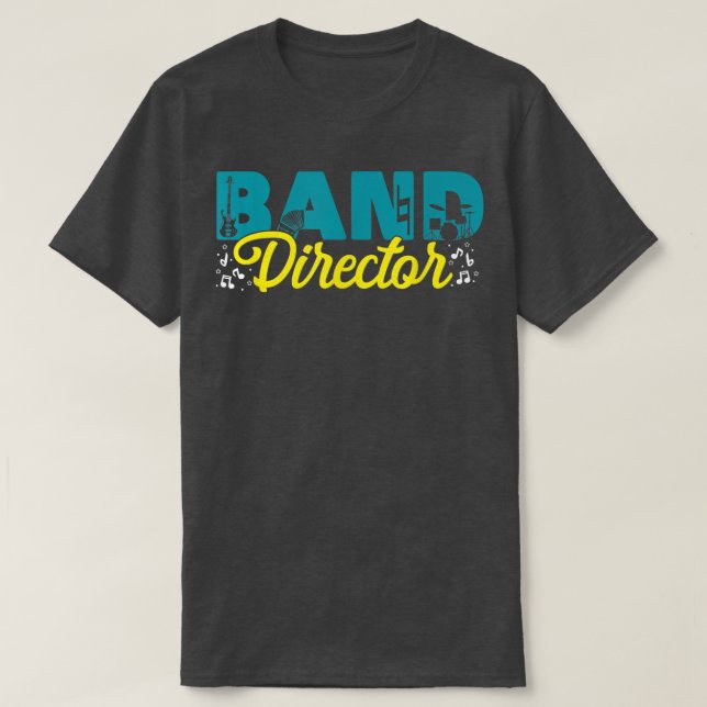 T-shirt Directeur de bande Musiciens Musique Bandes Enseig (Design devant)