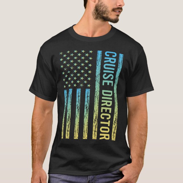 T-shirt Directeur de croisière bleu jaune (Devant)
