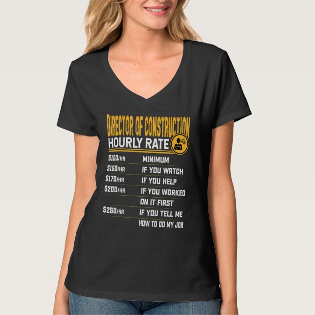 T-shirt Directeur de la construction Taux horaire (Devant)