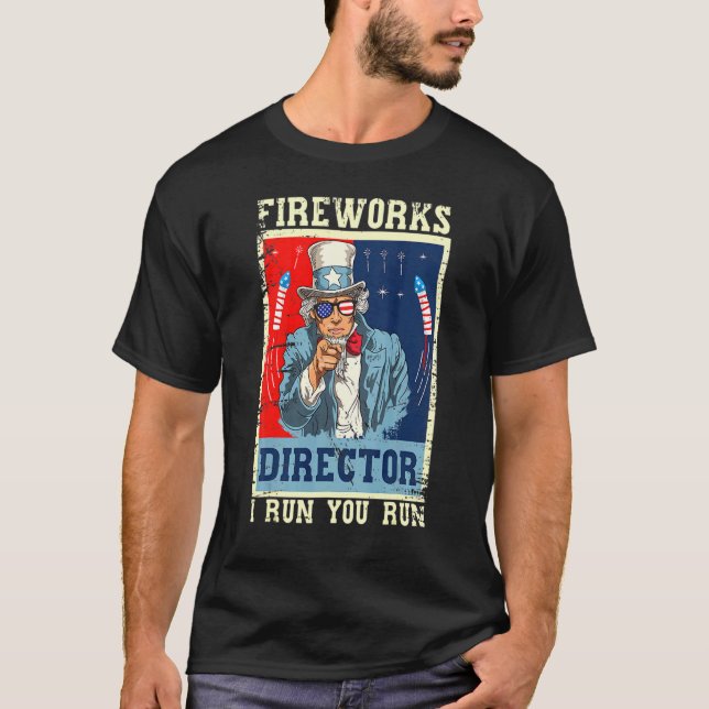 T-shirt Directeur des feux d'artifice Oncle Sam Retro I Ru (Devant)
