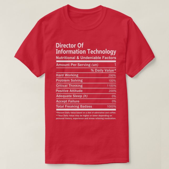 T-shirt Directeur des technologies de l'information T Shir (Design devant)