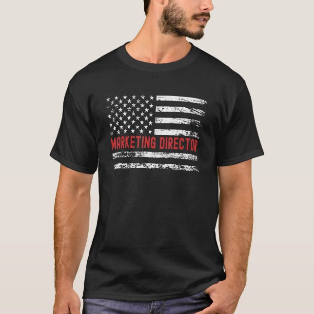 T-shirt Directeur Marketing USA Drapeau Profession Rétro T (Devant)