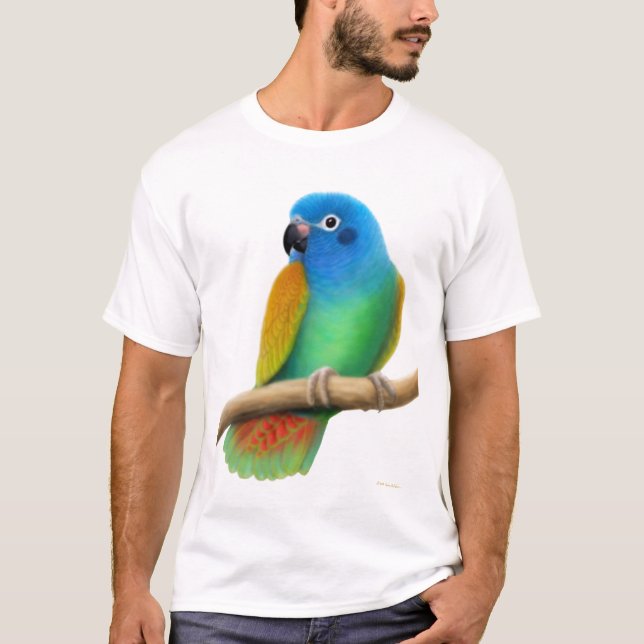 T-shirt dirigé bleu de perroquet de Pionus (Devant)