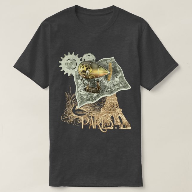 T-shirt dirigeable de visite d'air de Steampunk (Design devant)