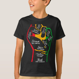 T-shirt Dirigeants noirs inspirants poing levé main noire