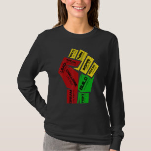 T-shirt Dirigeants Noirs Inspirants Poing Puissant Main Mo