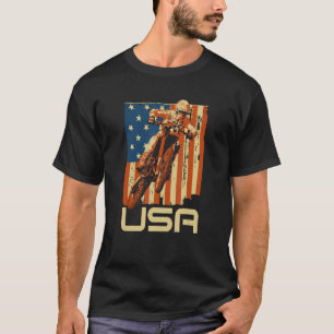 T-shirt Dirt Bike 4 juillet Motocross American Flag MX R