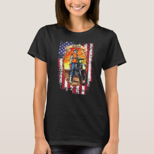 T-shirt Dirt Bike American Flag Biker Motorcycle Usa 4th O