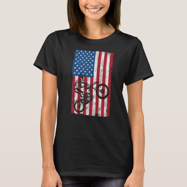 T-shirt Dirt Bike American Flag Graphic Patriotic Usa 4e (Devant)