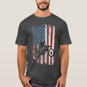 T-shirt Dirt Bike American Flag Motocross Biker 4 Juil