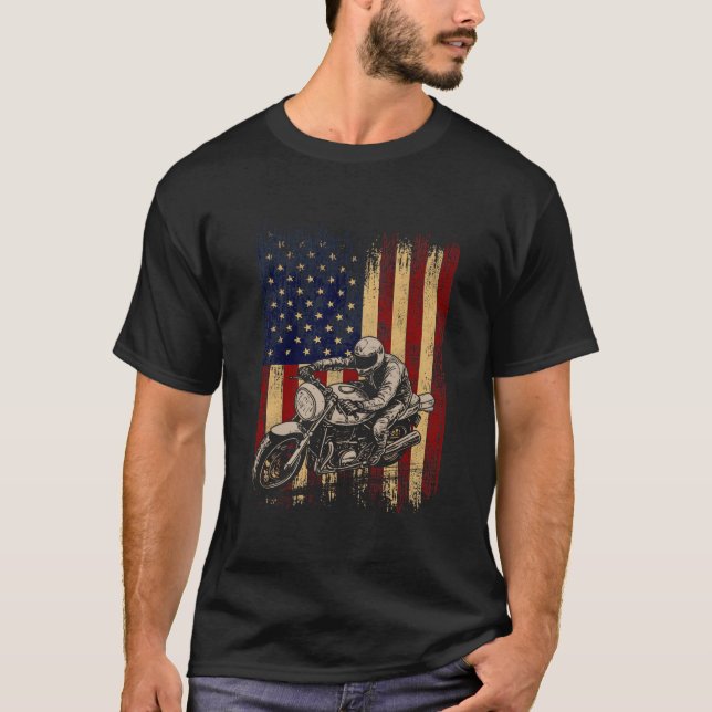 T-shirt Dirt Bike American Flag Motocross Biker 4Th Of Jul (Devant)