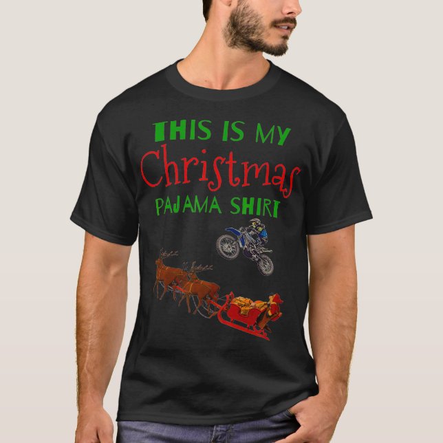 T-shirt Dirt Bike Christmas Père Noël Motocross OffRoading (Devant)