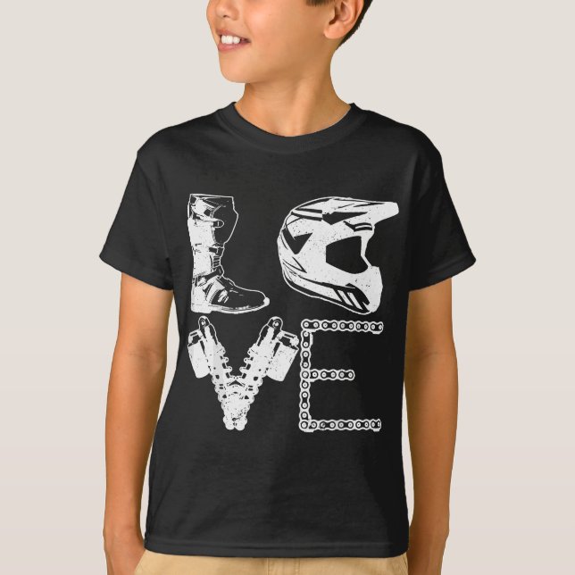 T-shirt Dirt Bike LOVE Motocross MX Enduro Biker Cadeau (Devant)