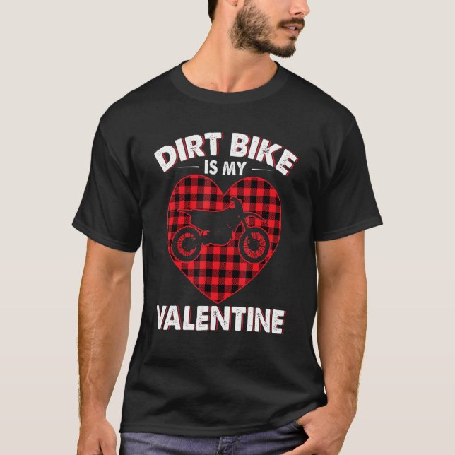 T-shirt Dirt Bike Mon Valentine Dirt Vélo Mignonne Coeur B (Devant)
