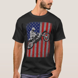 T-shirt Dirt Bike Rider Motocross Racer Drapeau américain