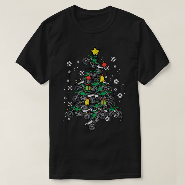 T-shirt Dirt Bikes Arbre de Noël Xmas Pyjamas PJ's Motocro (Design devant)