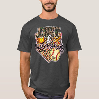 T-shirt Dirt Et Diamonds Maman De Softball Et Basebal