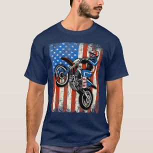 T-shirt Dirt Vélo Drapeau Américain Motocross Biker Drôle 