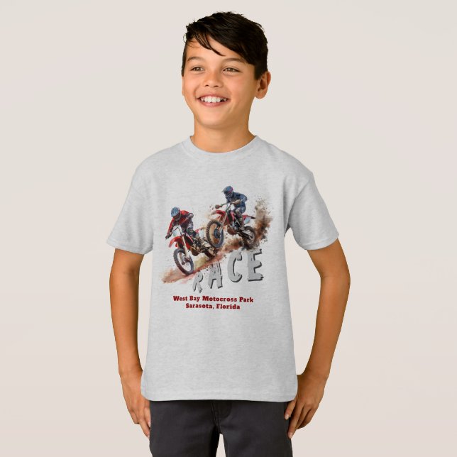 T-shirt Dirtbike Racing Motocross Boys personnalisé (Devant entier)