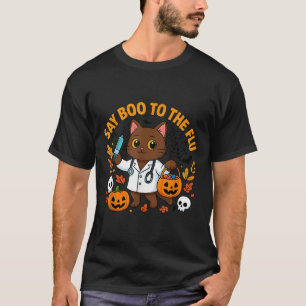 T-shirt Dis Bonjour à la grippe Chien infirmière mignonne
