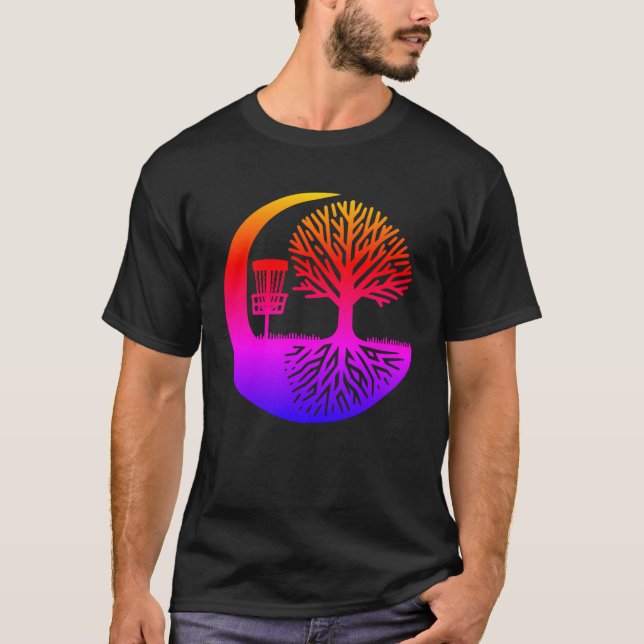 T-shirt  Disc Golf et Silhouette de Racines d'Arbre  (Devant)