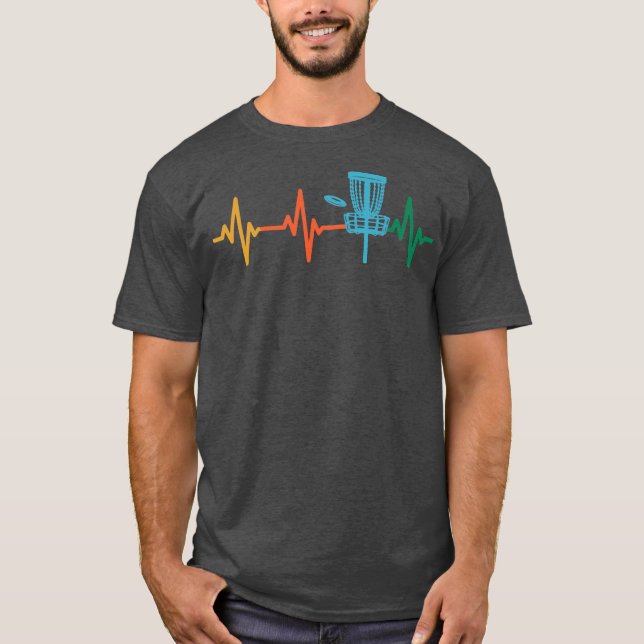 T-shirt Disc Golf Heartbeat EKG Heart Rate Disk Golf (Devant)