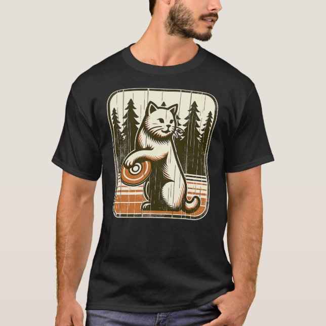 T-shirt Disc Golfer Cat Disc Golf Player (Devant)