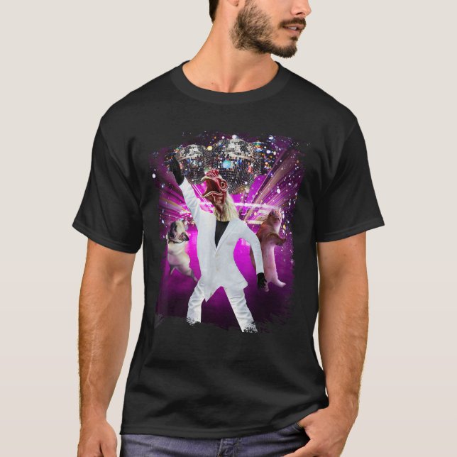 T-shirt Disco Ball Chicken Danser Drôle T Chemise (Devant)