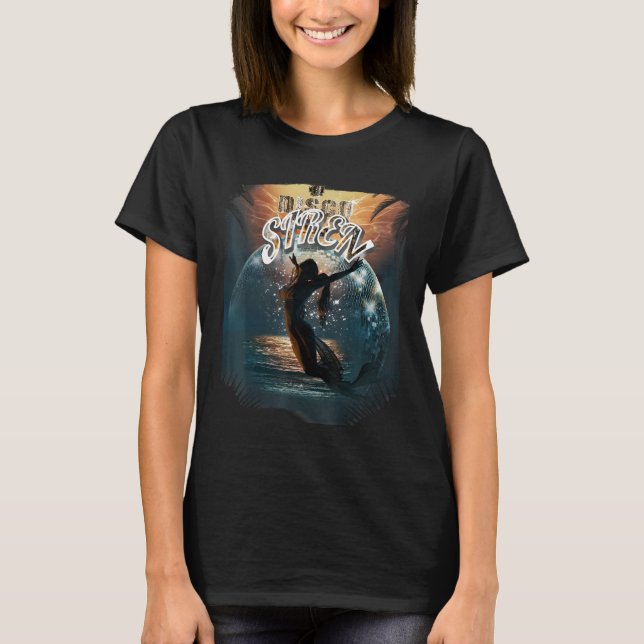 T-shirt Disco Ball Mermaid Siren Mermaids in Palm Sunset (Devant)