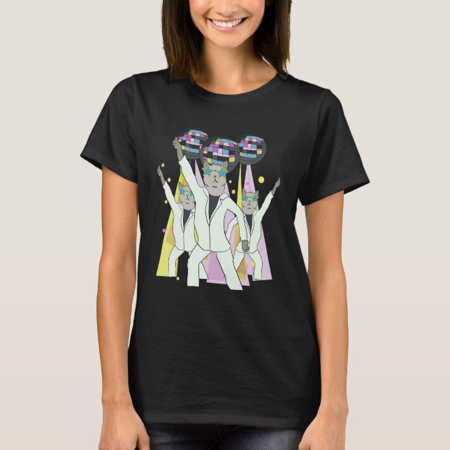 T-shirt Disco Cat Kitten Party EDM Music Rave Techno (Devant)