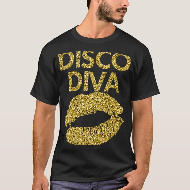 T-shirt Disco Diva Femmes Femmes Disco Gold Lièvres (Devant)