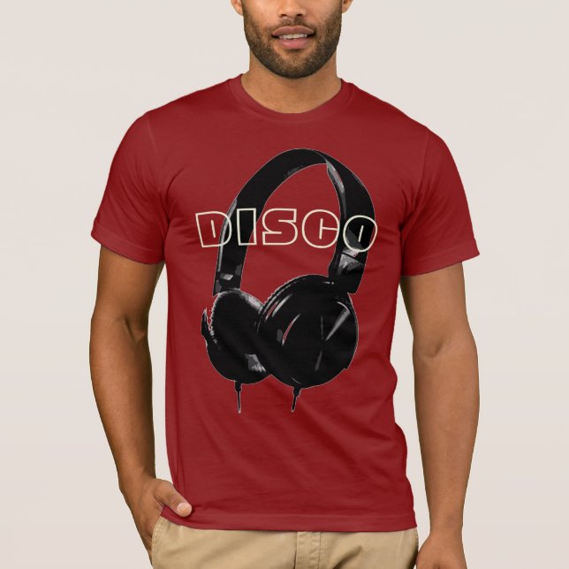 T-shirt Disco Headphone 70's Music Entertainment Retro Red (Devant)
