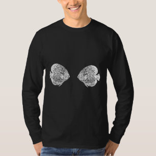 T-shirt Discus Fish In Love Animal Dessin Sur Marine Blue