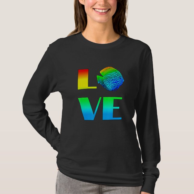 T-shirt Discus Fish Rainbow Love Aquarium Exotique Poisson (Devant)