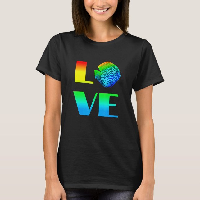 T-shirt Discus Fish Rainbow Love Aquarium Exotique Poisson