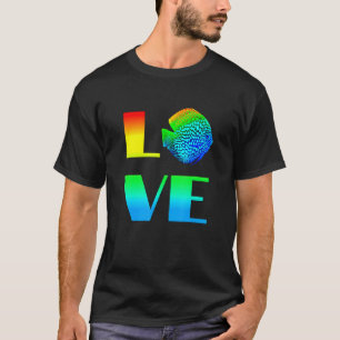 T-shirt Discus Fish Rainbow Love Aquarium Exotique Poisson