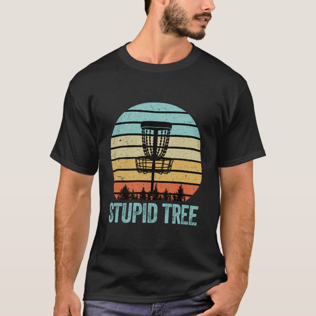 T-shirt Disk Golf Chemise Funny Stupid Arbre Rétro Disque  (Devant)