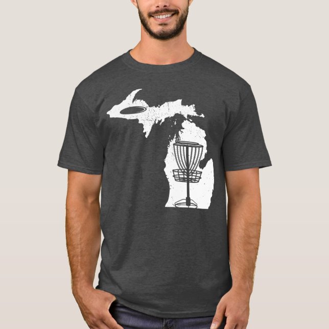 T-shirt Disk Golf Lover Cool Michigan Carte Disk Golf Gift (Devant)