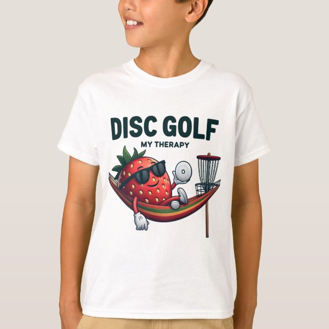 T-shirt Disk Golf : My Therapy - Drôle Cartoon Strawberry (Devant)