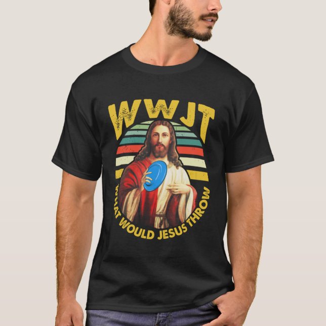 T-shirt Disk Golf Que Jésus Jeterait Frisbee Golf WWJT (Devant)