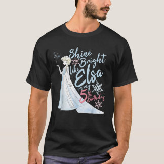 T-shirt Disney Frozen Elsa brillante brillante à mon 5e an