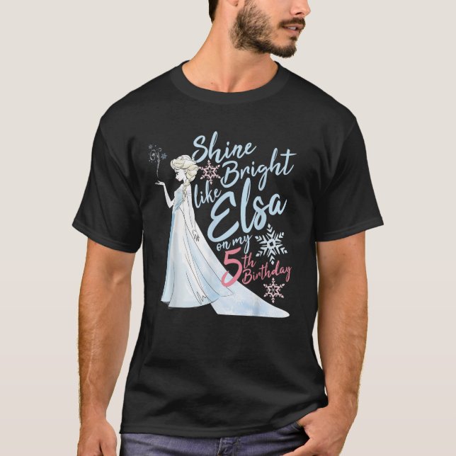 T-shirt Disney Frozen Elsa brillante brillante à mon 5e an (Devant)