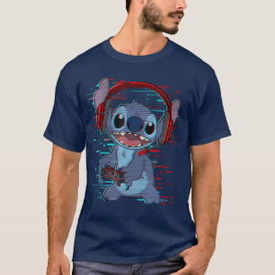 T-shirt Disney Lilo Stitch Gamer Glitch Casque et Manette
