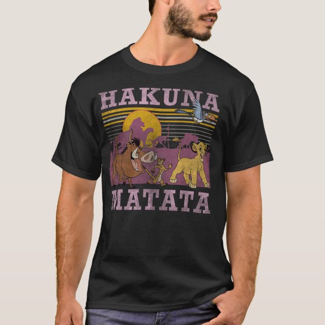 T-shirt Disney Lion King Retro Hakuna Matata Faded Poster (Devant)
