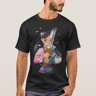 T-shirt Disney Mulan Anime Half Girl Half Warrif Premium