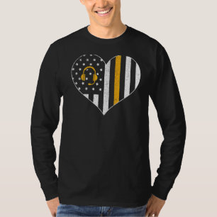 T-shirt Dispatcher 911 Usa Flag Heart Emergency Dispatchin